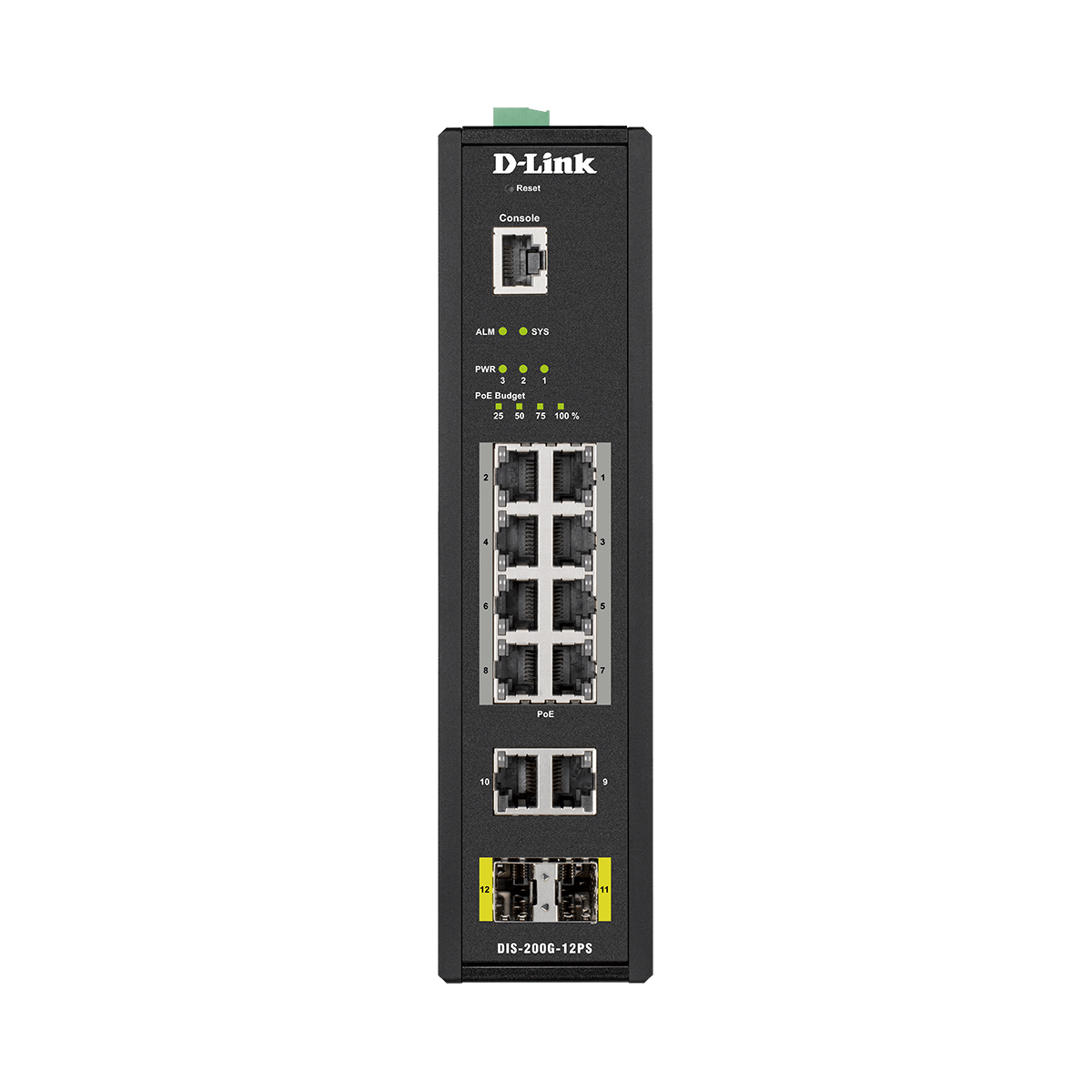 قیمت و خرید سوییچ شبکه مدیریتی 10 پورت + 2 پورت SFP با 8 پورت PoE دی لینک مدل DIS-200G-12PS | نت ران